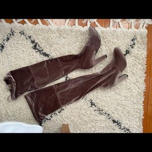 Steve Madden Over-the-Knee Gray Velvet Boots